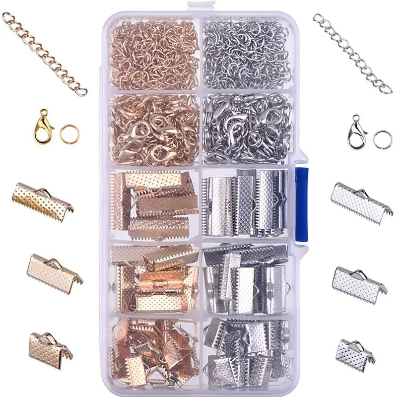 Ribbon Bracelet Kit Bookmark Pinch Crimp Ends Lobster Clasps with Jump Rings and Chain Extenders, 370 Pieces (Multicolor A)
Ribbon Bracelet Kit Bookmark Pinch Crimp Ends Lobster Clasps with Jump Rings and Chain Extenders, 370 Pieces (Multicolor A)
