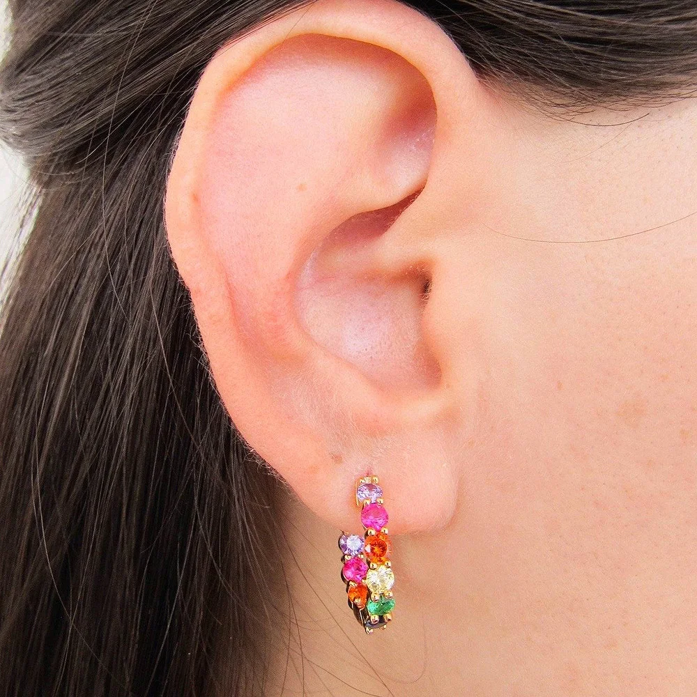 Trendy Rainbow circle stud earrings pave tiny round colorful cz gold silver filled delicate women cute wedding jewelry earrings
Trendy Rainbow circle stud earrings pave tiny round colorful cz gold silver filled delicate women cute wedding jewelry earrings