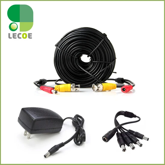 Фото 20m/65ft CCTV BNC Cable with DC plug Power extension cable+1 to 4 way splitter +12V 2A Supply for Camera | Безопасность и защита