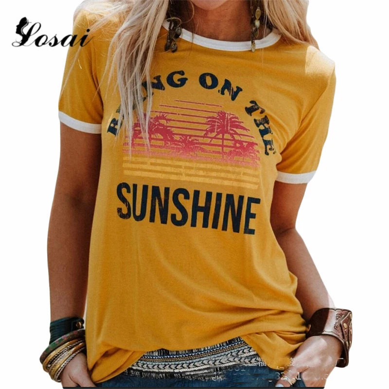 Plus Size Women T-Shirt Summer Short Sleeve Tops Tee Bring on The Sunshine T-Shirt 2018 Femme Harajuku T Shirt Ladies Tops Tee
Plus Size Women T-Shirt Summer Short Sleeve Tops Tee Bring on The Sunshine T-Shirt 2018 Femme Harajuku T Shirt Ladies Tops Tee