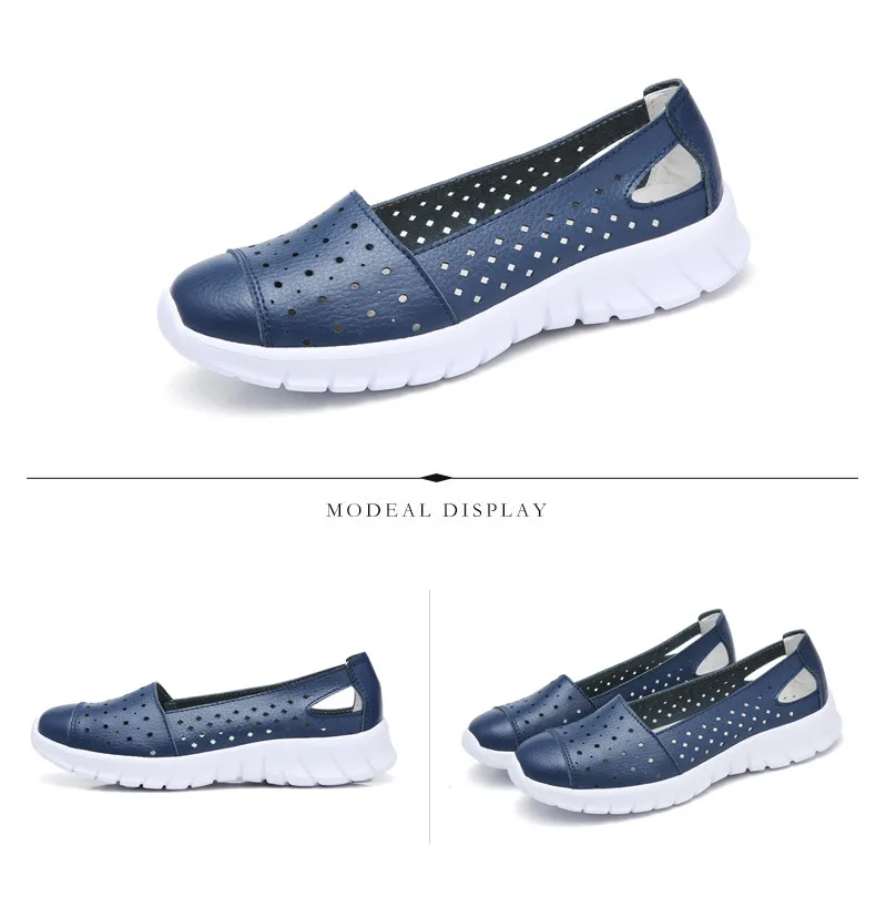 2019 Summer women flat shoes genuine leather cutout ballet flats shoes flats ladies slip on loafers nurse boat shoes (3)