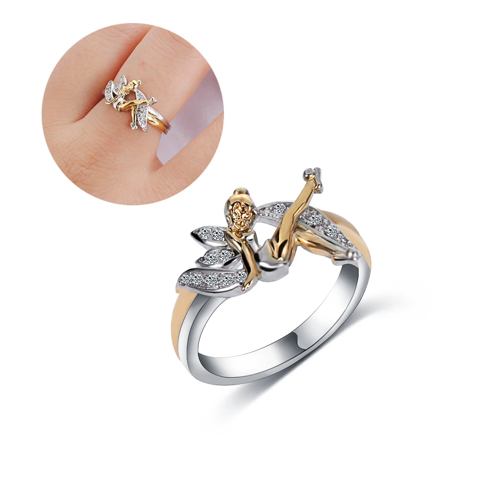 Fantasy Flower Cute Fairy Rings Elf Angel Cubic Zirconia Wings Gold Plating Two-Toned Women Wedding Ring Gift Jewelry
Fantasy Flower Cute Fairy Rings Elf Angel Cubic Zirconia Wings Gold Plating Two-Toned Women Wedding Ring Gift Jewelry