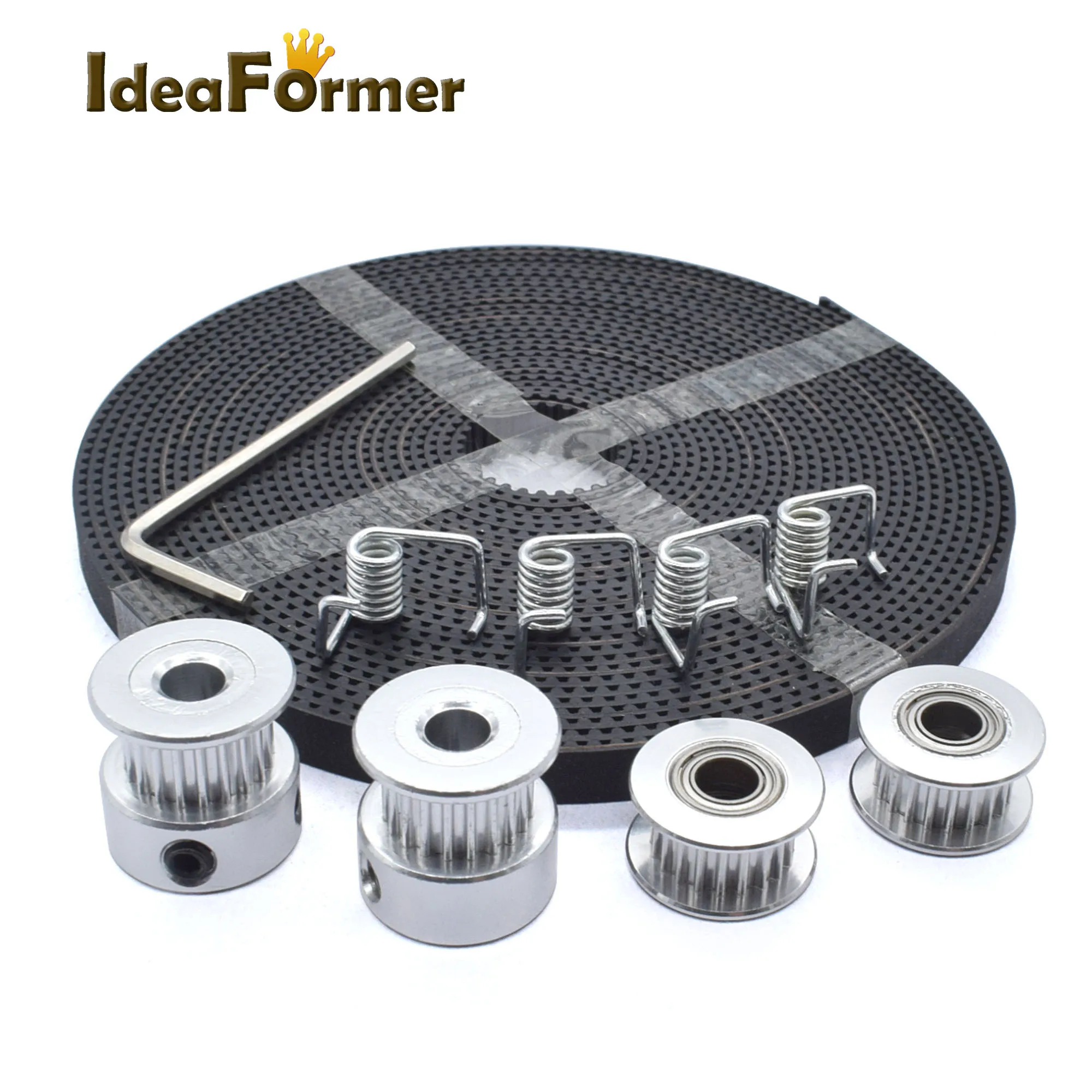 3D Printer GT2 tool set Timing Pulley+2pcs Timing pulley +2pcs idler pulley+4pcs spring+5 meter Timing Belt+Wrench
3D Printer GT2 tool set Timing Pulley+2pcs Timing pulley +2pcs idler pulley+4pcs spring+5 meter Timing Belt+Wrench