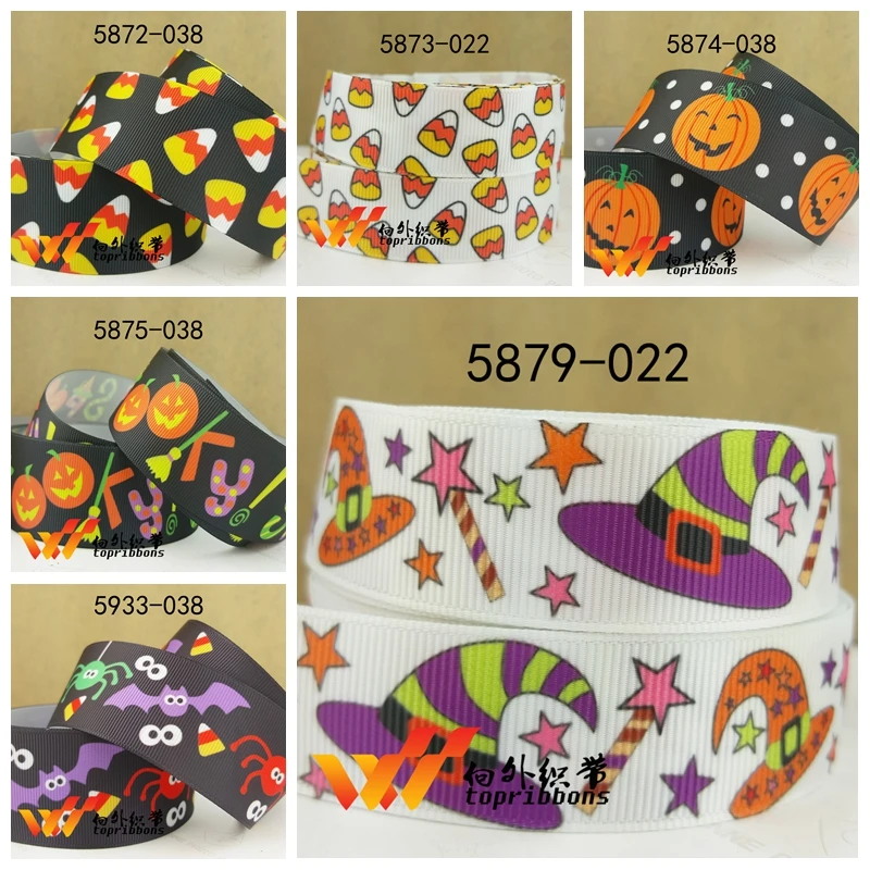 Бесплатная доставка 50 ярдов Хэллоуин печатных grosgrain ленты 5879 | Дом и сад