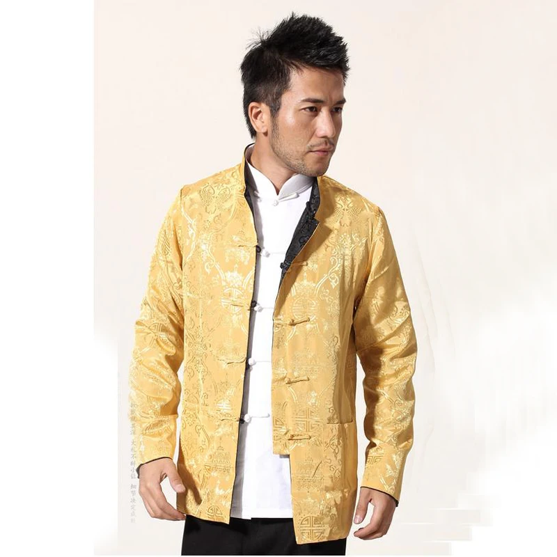 Black Gold Chinese Men Satin Jacket Two Sided Kung Fu Coat Handmade Button Tang Suit Top Overcoat M L XL XXL XXXL MJ035
Black Gold Chinese Men Satin Jacket Two Sided Kung Fu Coat Handmade Button Tang Suit Top Overcoat M L XL XXL XXXL MJ035