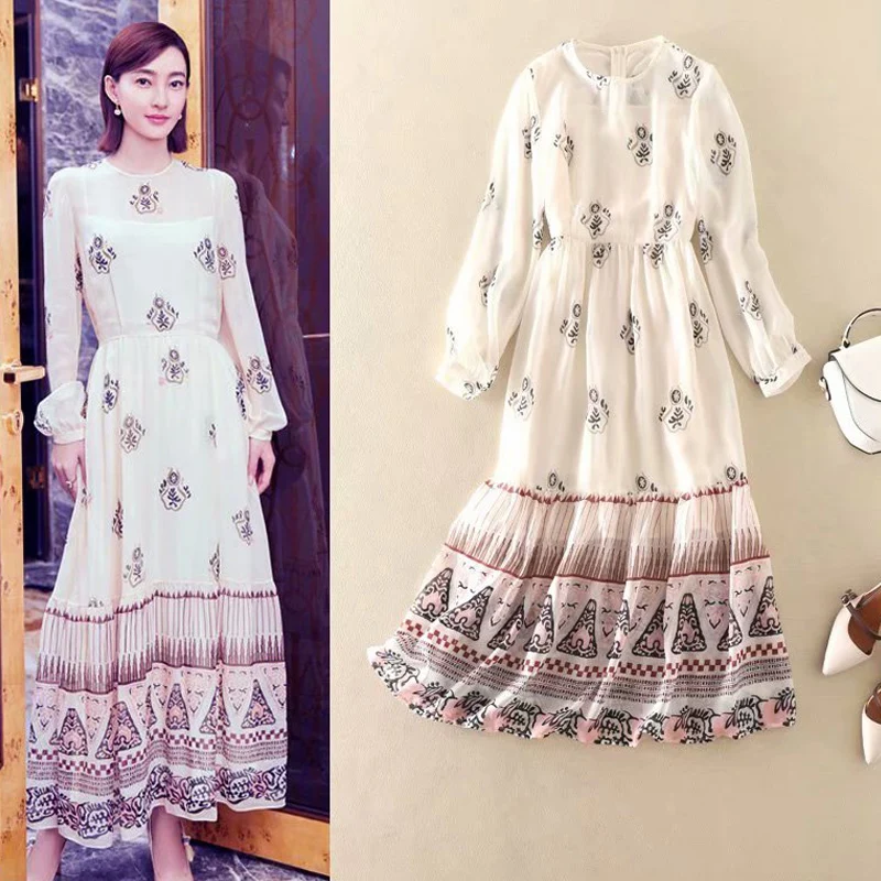 Long Dress Boho Beach High Quality New Women'S Fashion Work Party Sexy Vintage Elegant Chic Print Chiffon Long Sleeve Dresses
Long Dress Boho Beach High Quality New Women'S Fashion Work Party Sexy Vintage Elegant Chic Print Chiffon Long Sleeve Dresses