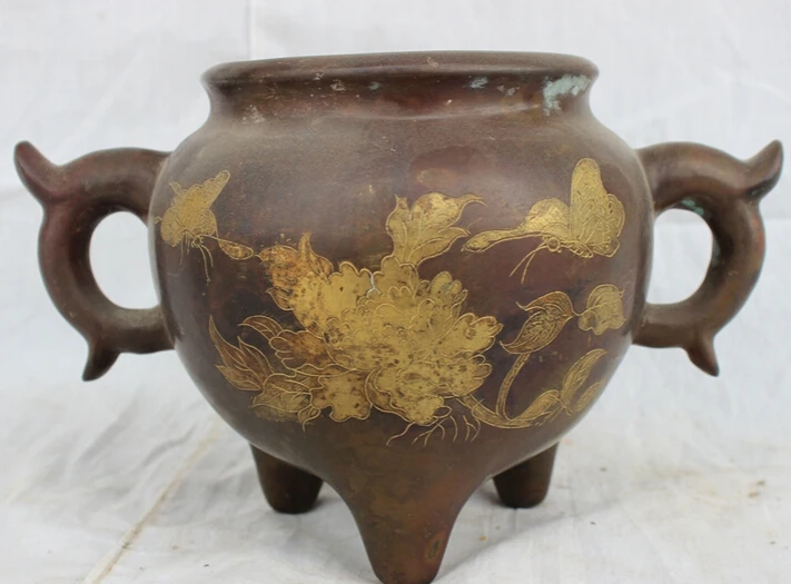Collectible bronze S1284 9" Old Marked Tibet Bronze Gilt Temple Butterfly Statue Incense Burner Censer B0403
Collectible bronze S1284 9" Old Marked Tibet Bronze Gilt Temple Butterfly Statue Incense Burner Censer B0403