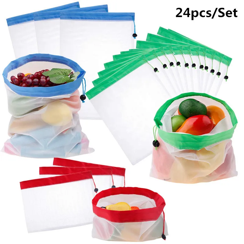 24pcs Reusable Mesh Produce Bags Washable Bags for Grocery Shopping Storage Fruit Vegetable Toys Home Organization and Storage
24pcs Reusable Mesh Produce Bags Washable Bags for Grocery Shopping Storage Fruit Vegetable Toys Home Organization and Storage