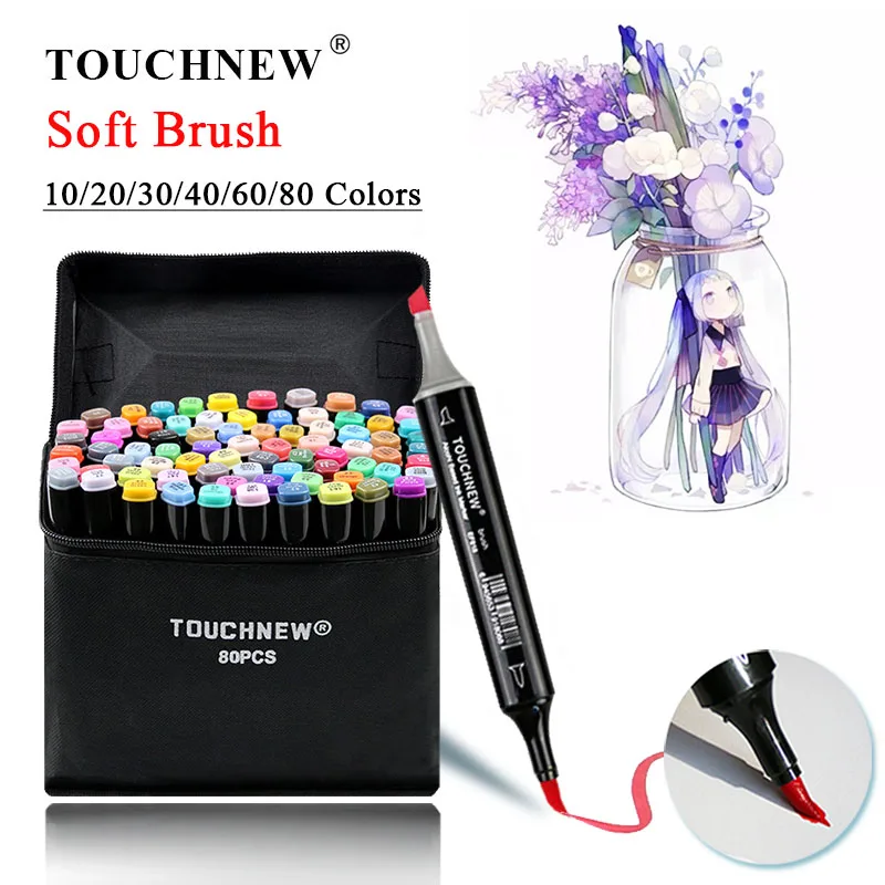 TOUCHNEW 20/30/40/60/80 Colors Marker Brush Pen Set Sketch Brush Head Markers Alcohol Based Markers Manga Drawing Art Supplies
TOUCHNEW 20/30/40/60/80 Colors Marker Brush Pen Set Sketch Brush Head Markers Alcohol Based Markers Manga Drawing Art Supplies
