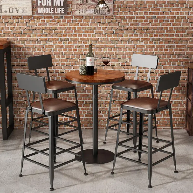 Bar stool high stool Nordic wrought iron solid wood modern minimalist bar chair home creative table back bar stool
Bar stool high stool Nordic wrought iron solid wood modern minimalist bar chair home creative table back bar stool
