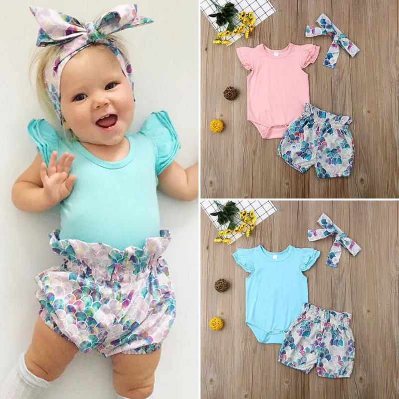 2019 Newest hot Summer 3Pcs Mermaid Baby Girl Clothes Sleeveless Tops Romper+Pants Shorts+Headband Newborn Infant Clothing 0-24M
2019 Newest hot Summer 3Pcs Mermaid Baby Girl Clothes Sleeveless Tops Romper+Pants Shorts+Headband Newborn Infant Clothing 0-24M