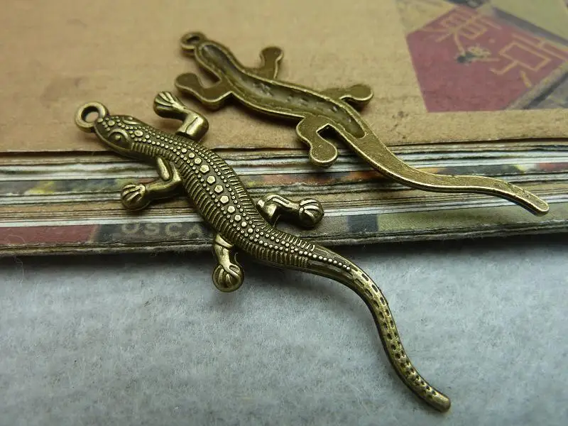 20 шт античная бронза Gecko Шарм DIY Изготовление ювелирных изделий | Украшения и