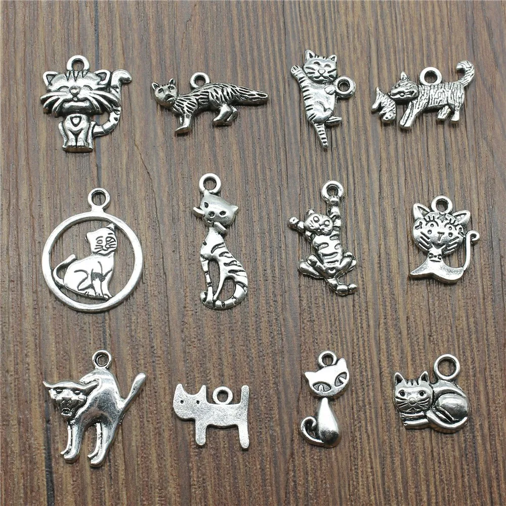20pcs/lot Cat Pendant Charms Antique Silver Color Small Cat Charms Jewelry Diy Cat Charms For Bracelet Making
20pcs/lot Cat Pendant Charms Antique Silver Color Small Cat Charms Jewelry Diy Cat Charms For Bracelet Making