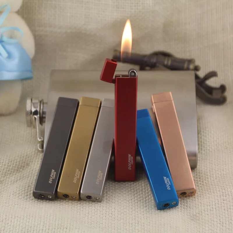 

Ultra Long Thin Compact Jet Lighter Grinding Wheel Butane Lighter Inflated Gas Frosted Mini Lighter Metal NO GAS Random Color