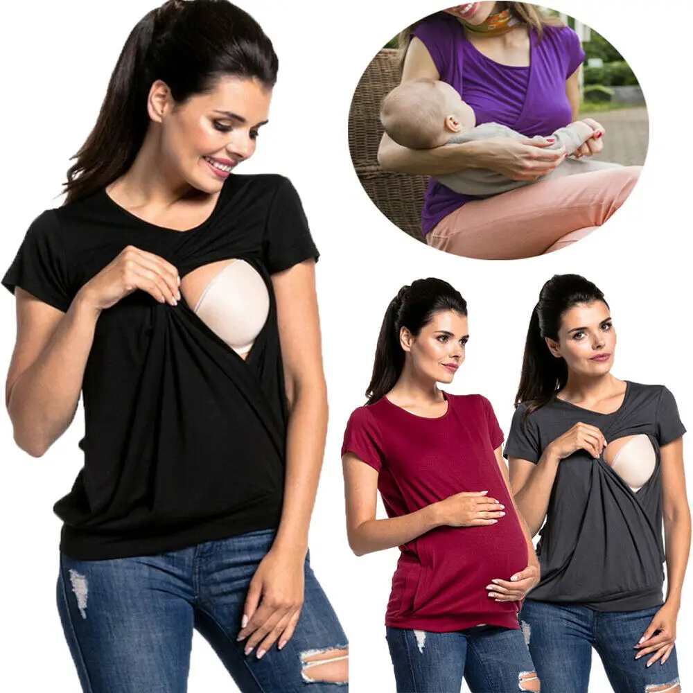 2019 Brand New Maternity Pregnancy nursing comfortable Top Blouse Shirt short sleeve Solid Patch Tops Tee Maternity Clothing
2019 Brand New Maternity Pregnancy nursing comfortable Top Blouse Shirt short sleeve Solid Patch Tops Tee Maternity Clothing