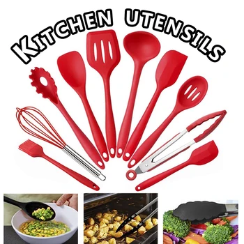 10pcs/set Kitchen Silicone Non-stick Cooking Spoon Spatula Ladle Egg Beaters Utensils Dinnerware Set Cooking Tools Accessories
10pcs/set Kitchen Silicone Non-stick Cooking Spoon Spatula Ladle Egg Beaters Utensils Dinnerware Set Cooking Tools Accessories