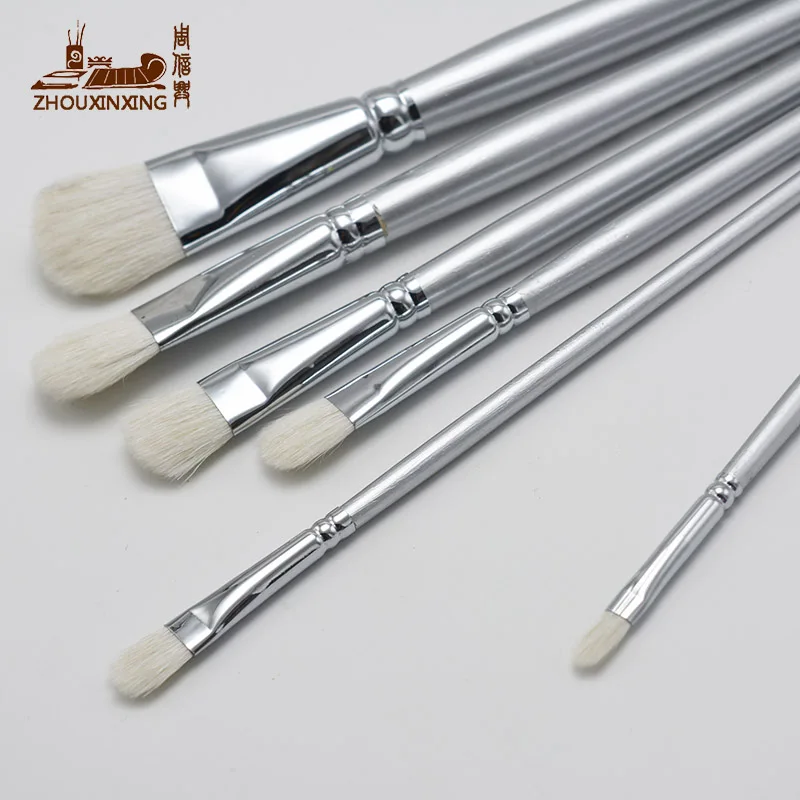 ZHOUXINXING 6pcs set Pure wool Silver color Easy to grip wood rod artist paint brush gouache watercolor brush drawing supplies
ZHOUXINXING 6pcs set Pure wool Silver color Easy to grip wood rod artist paint brush gouache watercolor brush drawing supplies