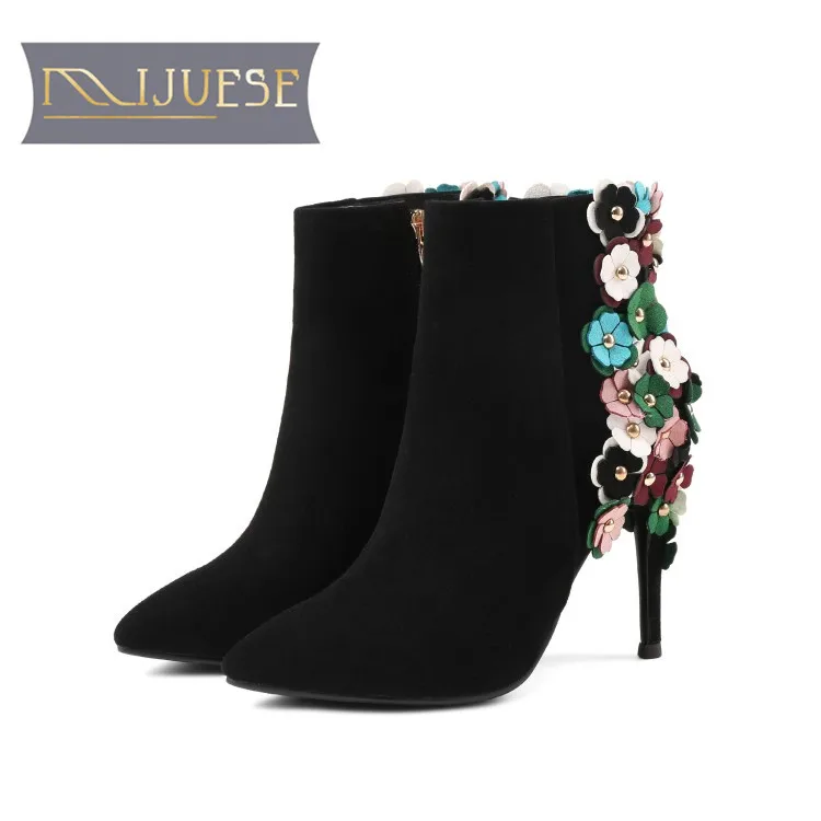 MLJUESE 2019 women ankle boots Kid Suede mixed colors Appliques thin heel high heels boots winter short plush warm boots
MLJUESE 2019 women ankle boots Kid Suede mixed colors Appliques thin heel high heels boots winter short plush warm boots