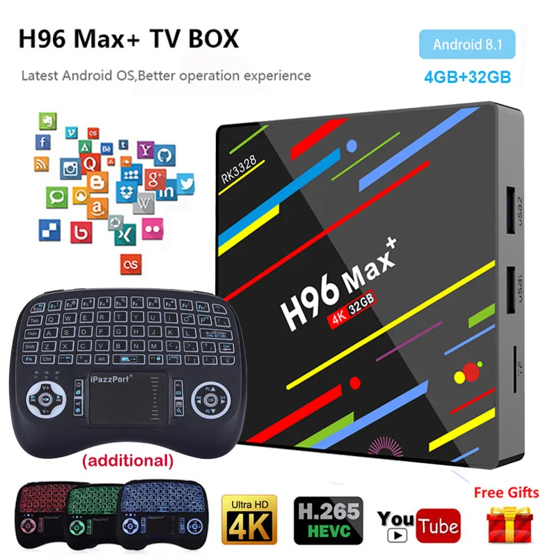 H96 Max+ Android 8.1 TV Box 4GB 32GB Rockchip RK3328 H.265 HDMI2.0 4K Netflix 2.4G Wifi USB3.0 h96 pro Set-top Box media player
H96 Max+ Android 8.1 TV Box 4GB 32GB Rockchip RK3328 H.265 HDMI2.0 4K Netflix 2.4G Wifi USB3.0 h96 pro Set-top Box media player