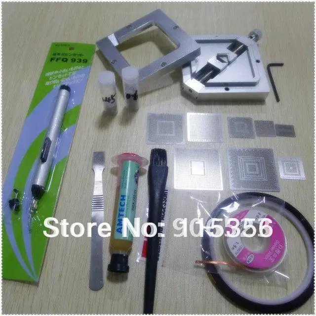 

free shipping 90mm reball station with stencils + solder balls + vacuum suck pen for ps3 xbox bga reballing kit