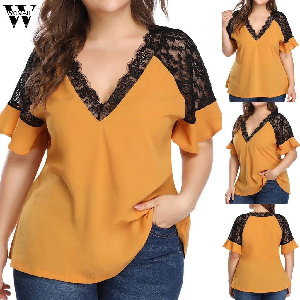 Womail Plus Size Tops T-shirt Women's Fashion Chiffon Casual Patchwork Short Sleeve T-shirt For Ladies Dropship May24 Camiseta
Womail Plus Size Tops T-shirt Women's Fashion Chiffon Casual Patchwork Short Sleeve T-shirt For Ladies Dropship May24 Camiseta