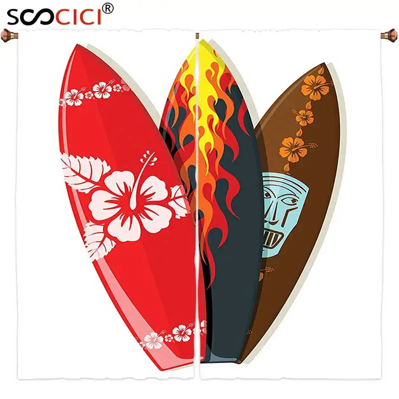 Window Curtains Treatments 2 Panels,Surfboard Decor Collection Surf Boards Abstract Patterns Flame Tropics Tourism Lifestyle
Window Curtains Treatments 2 Panels,Surfboard Decor Collection Surf Boards Abstract Patterns Flame Tropics Tourism Lifestyle