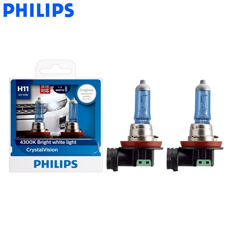 Philips H11 12V 55W Crystal Vision 4300K Halogen Bulbs Bright White Light Car Lamps Stylish Look UV Resistant 12362CVSM, Pair
Philips H11 12V 55W Crystal Vision 4300K Halogen Bulbs Bright White Light Car Lamps Stylish Look UV Resistant 12362CVSM, Pair
