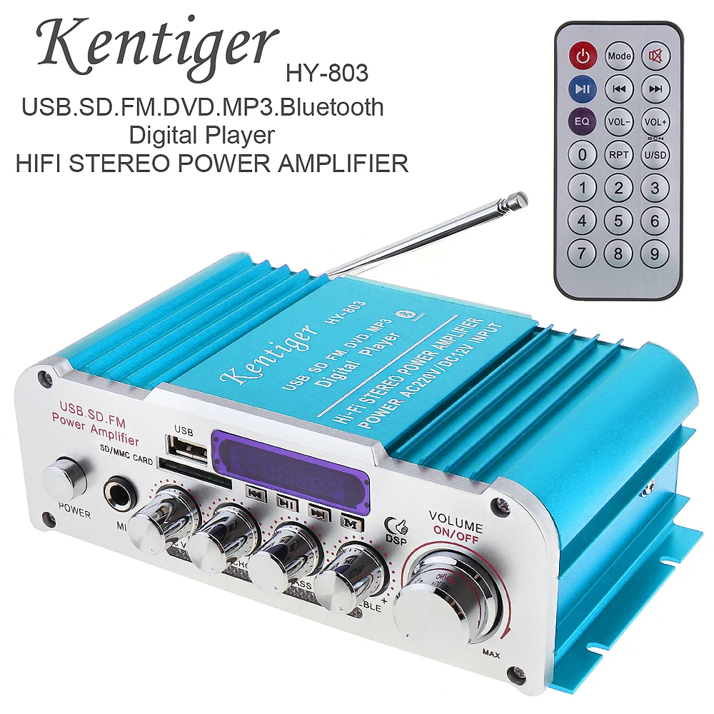 DC12V/AC220V/AC110V 2CH HI-FI Bluetooth Car Audio Power Amplifier FM Radio Player SD USB DVD MP3 Input for Car Auto Home Audio
DC12V/AC220V/AC110V 2CH HI-FI Bluetooth Car Audio Power Amplifier FM Radio Player SD USB DVD MP3 Input for Car Auto Home Audio