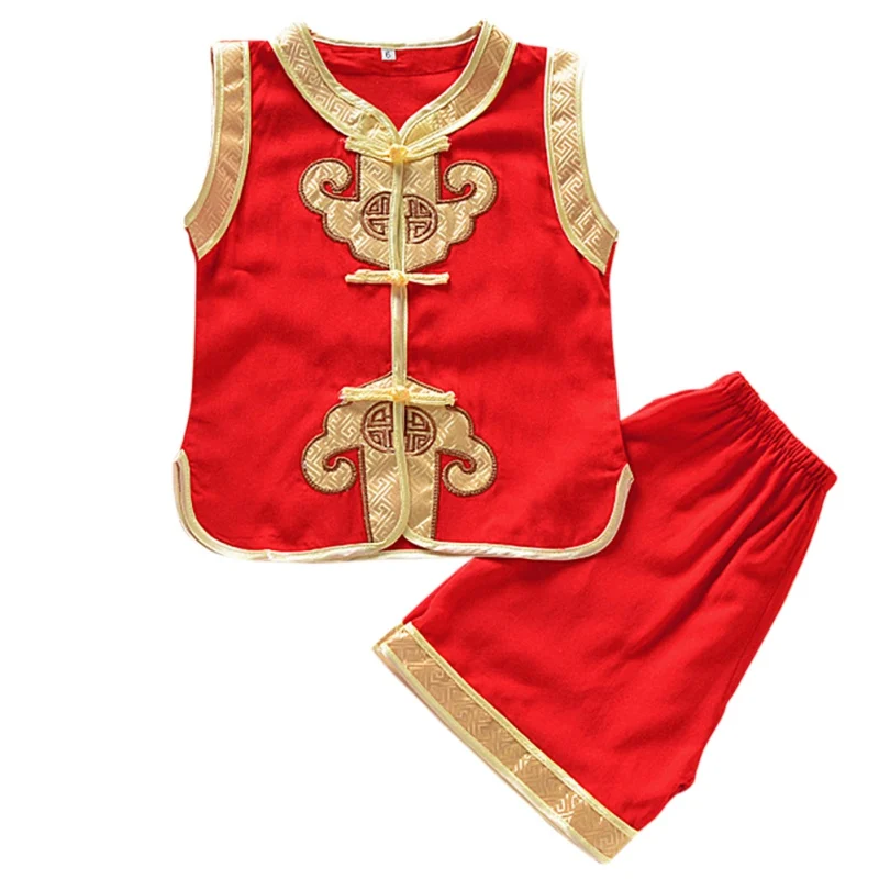 Chinese Style Chinese Red Summer Boys Vest Suit Artificial Cotton Baby Performance Toddler Suits Clothing High Quality
Chinese Style Chinese Red Summer Boys Vest Suit Artificial Cotton Baby Performance Toddler Suits Clothing High Quality
