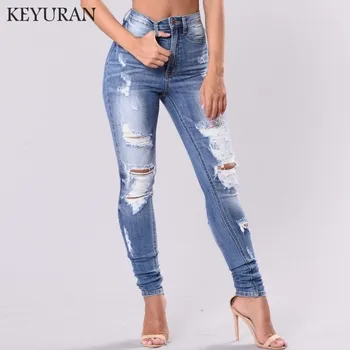 New 2019 Summer occident Ultra Stretch Hole Ripped Jeans High waist Female Denim Pencil Pants Trousers For Women Skinny Jeans
New 2019 Summer occident Ultra Stretch Hole Ripped Jeans High waist Female Denim Pencil Pants Trousers For Women Skinny Jeans