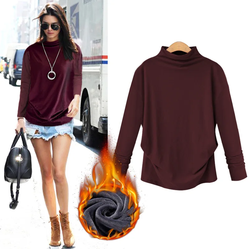 Autumn And Winter T Shirt Women Plus Velvet Thick Long Sleeve Plus Size Women Casual Femme Tops
Autumn And Winter T Shirt Women Plus Velvet Thick Long Sleeve Plus Size Women Casual Femme Tops