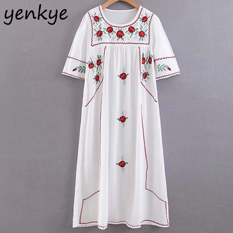 2019 Women Floral Embroidery Holiday Summer Dress Lady O Neck Short Sleeve High Waist Loose Casual Plus Size Dress long
2019 Women Floral Embroidery Holiday Summer Dress Lady O Neck Short Sleeve High Waist Loose Casual Plus Size Dress long