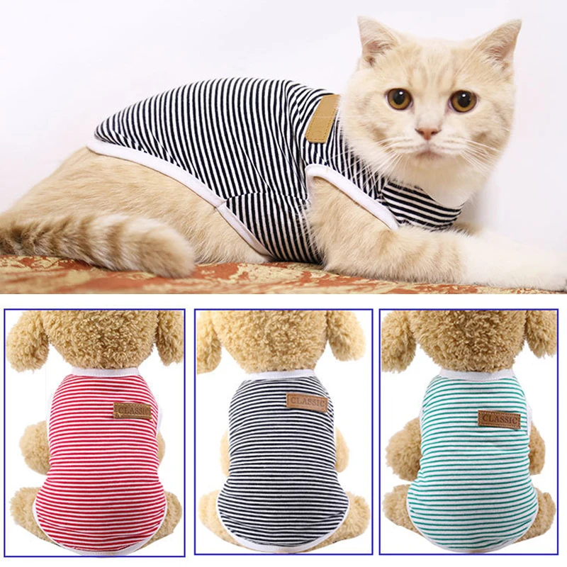 Classic Stripe Pet Cat Clothes for Cats Summer Dog Cat Vest Shirt katten kleding Kedi Suit Goods For Pets Cats Costume Clothing
Classic Stripe Pet Cat Clothes for Cats Summer Dog Cat Vest Shirt katten kleding Kedi Suit Goods For Pets Cats Costume Clothing