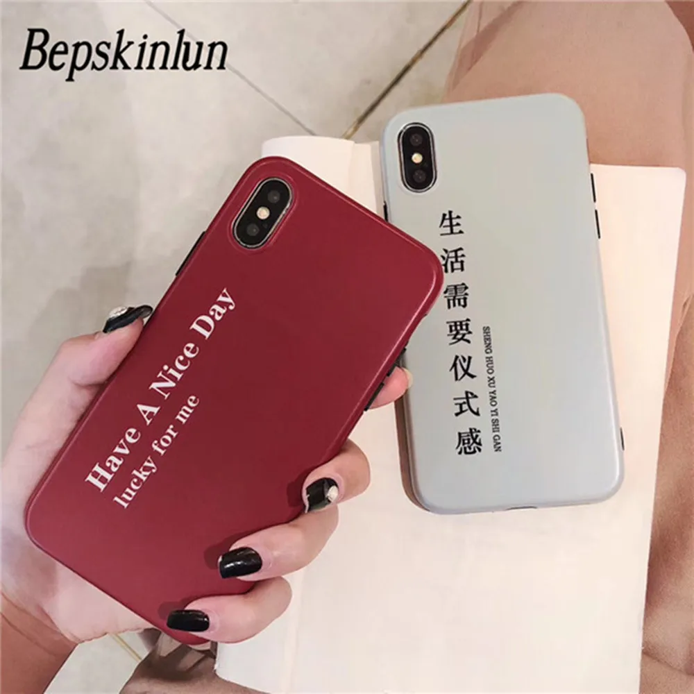 Bepskinlun письма чехол для iPhone X 8 7 6 s плюс краткое цитаты матовый Мягкий ТПУ защитный