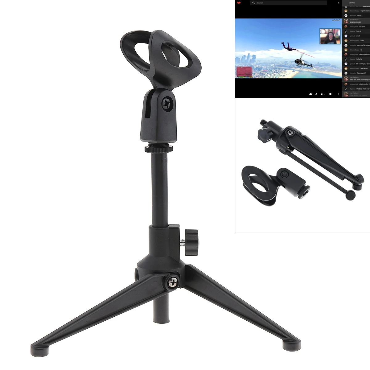 Portable Black Tabletops Microphone Stand Zinc Alloy Metal Tripod Mic Stand Bracket Support Adjustable for Broadcast / Meeting
Portable Black Tabletops Microphone Stand Zinc Alloy Metal Tripod Mic Stand Bracket Support Adjustable for Broadcast / Meeting
