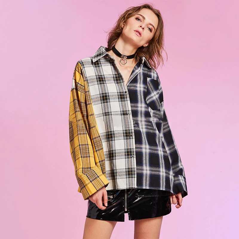 Spring Shirt Women Plaid Shirt Cotton Long Sleeve Patchwork Blouse for Girls Korean Top Streetwear Brand Shirt
Spring Shirt Women Plaid Shirt Cotton Long Sleeve Patchwork Blouse for Girls Korean Top Streetwear Brand Shirt