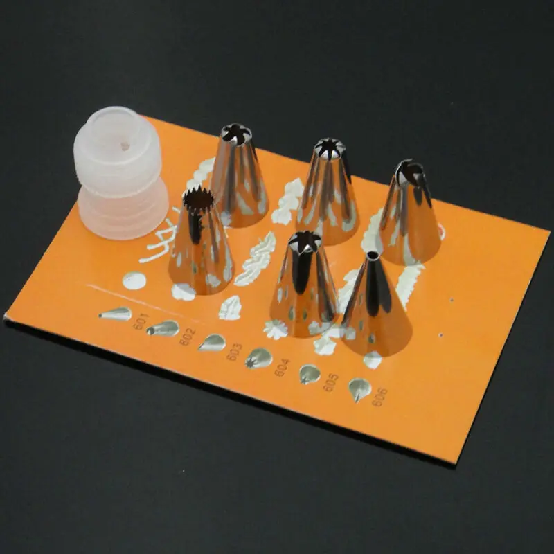 6+1 pcs/set Cake Fondant Pastry Icing Cream Decorating Bag Piping Nozzles +1 Coupler kitchen biscuit cookie baking tools AU340
6+1 pcs/set Cake Fondant Pastry Icing Cream Decorating Bag Piping Nozzles +1 Coupler kitchen biscuit cookie baking tools AU340