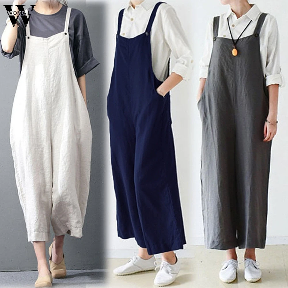 Womail bodysuit Women Summer Casual Cotton Cargo Pants Bib Overalls Dungaree Wide Leg Trousers Jumpsuit Romper dropship M5 
Womail bodysuit Women Summer Casual Cotton Cargo Pants Bib Overalls Dungaree Wide Leg Trousers Jumpsuit Romper dropship M5