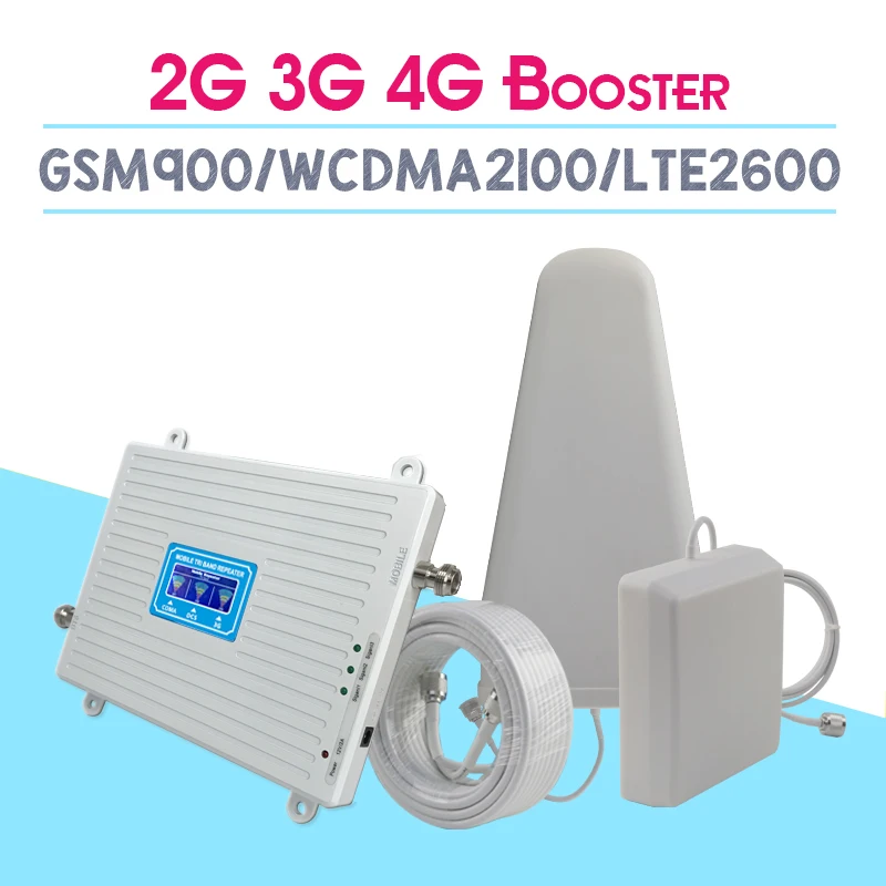 2G 3G 4G 2600 Tri Band Cellular Amplifier 2G GSM 900mhz signal Repeater 70dB 3G WCDMA 2100mhz 4G LTE 2600mhz Moblie Booster Set
2G 3G 4G 2600 Tri Band Cellular Amplifier 2G GSM 900mhz signal Repeater 70dB 3G WCDMA 2100mhz 4G LTE 2600mhz Moblie Booster Set