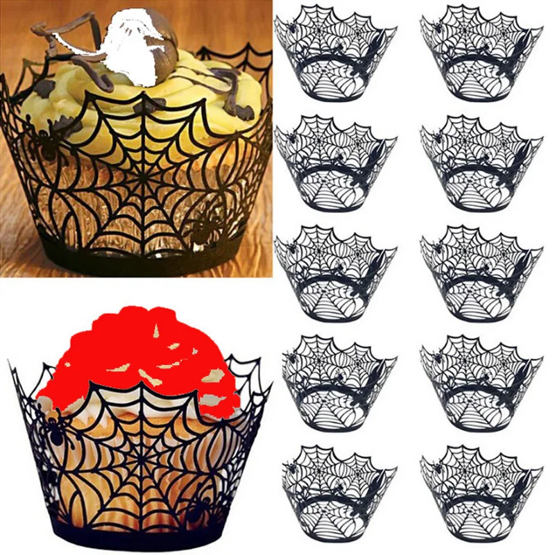 Hallowen Decoration Cake Cup Baking Spider Webs Cake Black Wrappers Cupcake For Home Halloween Party Supplies
Hallowen Decoration Cake Cup Baking Spider Webs Cake Black Wrappers Cupcake For Home Halloween Party Supplies