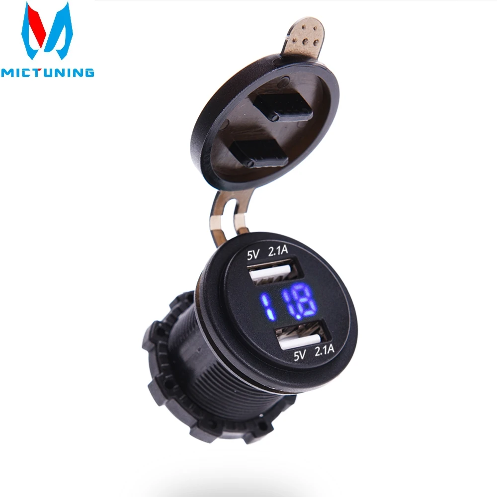 MICTUNING 4.2A Dual Port USB Charger with Voltmeter 12-24V BLUE RED LED Digital Display Universal for Car Boat Motorcycle
MICTUNING 4.2A Dual Port USB Charger with Voltmeter 12-24V BLUE RED LED Digital Display Universal for Car Boat Motorcycle