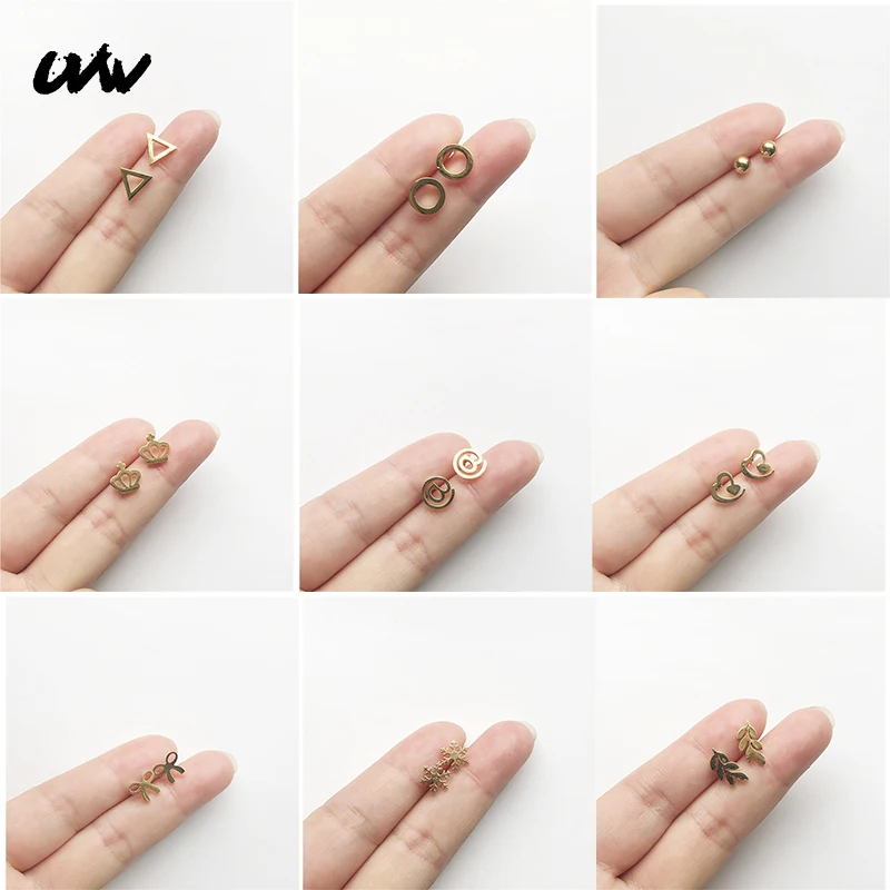 UVW071 2pc Fashion Gold Tiny Heart Triangle Round Helix Piercing Earrings Stainless Steel Women Accessories Pendientes Brincos
UVW071 2pc Fashion Gold Tiny Heart Triangle Round Helix Piercing Earrings Stainless Steel Women Accessories Pendientes Brincos