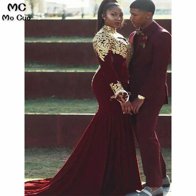 2019 African Burgundy Evening Dresses Long Sleeve with Gold Appliques Elastic Satin Formal Evening Party Dress for Women
2019 African Burgundy Evening Dresses Long Sleeve with Gold Appliques Elastic Satin Formal Evening Party Dress for Women