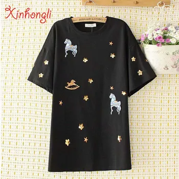 Plus size drop shoulder Embroidery Cotton women loose Tshirts 2019 summer casual ladies black white T shirts female tees t-shirt
Plus size drop shoulder Embroidery Cotton women loose Tshirts 2019 summer casual ladies black white T shirts female tees t-shirt