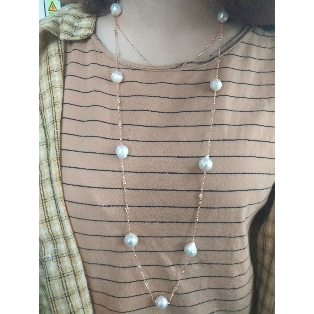 Gold Plated Fine 925 Sterling Silver Jewelry Pearl Necklace, Freshwater White/Black Pearls 11MM Chain Necklace for Fashion Girls
Gold Plated Fine 925 Sterling Silver Jewelry Pearl Necklace, Freshwater White/Black Pearls 11MM Chain Necklace for Fashion Girls