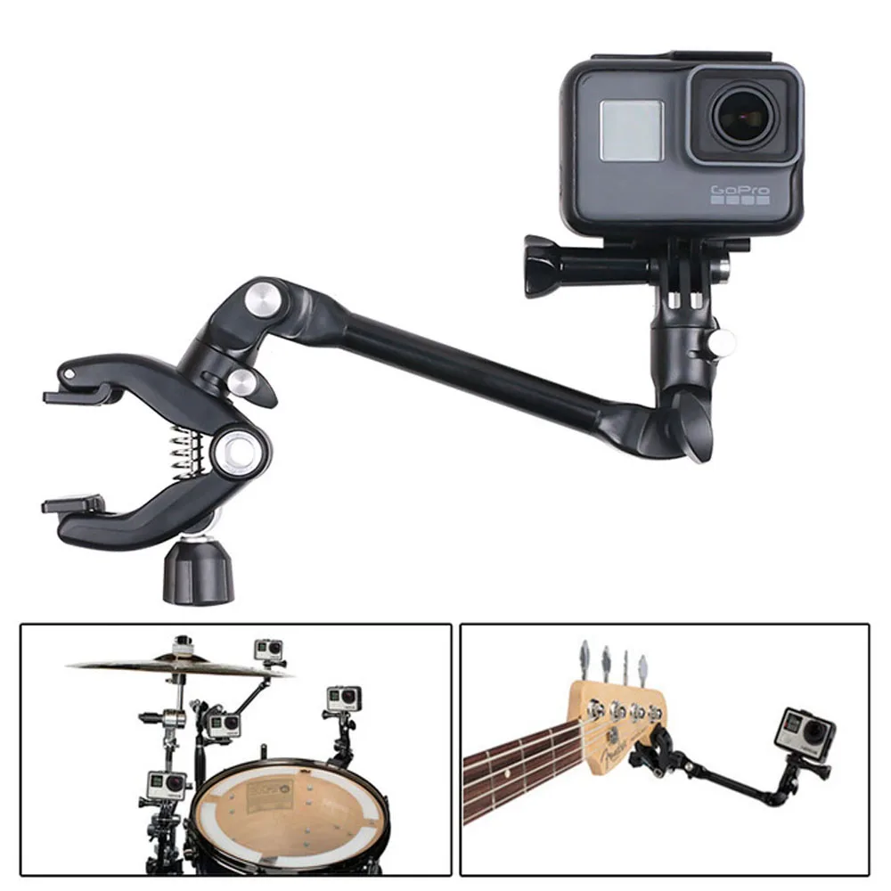 

360 Rotation Adjustable Instrument Guitar Drum Clips Music Jam Mounting Bracket Holder for Sport camera Gopro/XIaoyi/SJCAM/EKEN