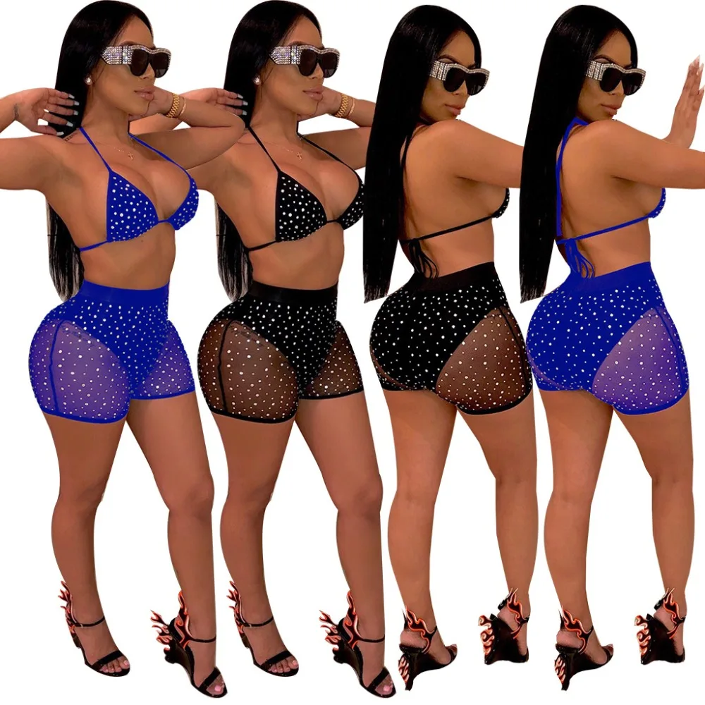 New 2019 Summer Glitter Black Women Beach Clothes Brazillian Push Up Camis and See Through Mesh Shorts Sets Outfits Female Suits
New 2019 Summer Glitter Black Women Beach Clothes Brazillian Push Up Camis and See Through Mesh Shorts Sets Outfits Female Suits