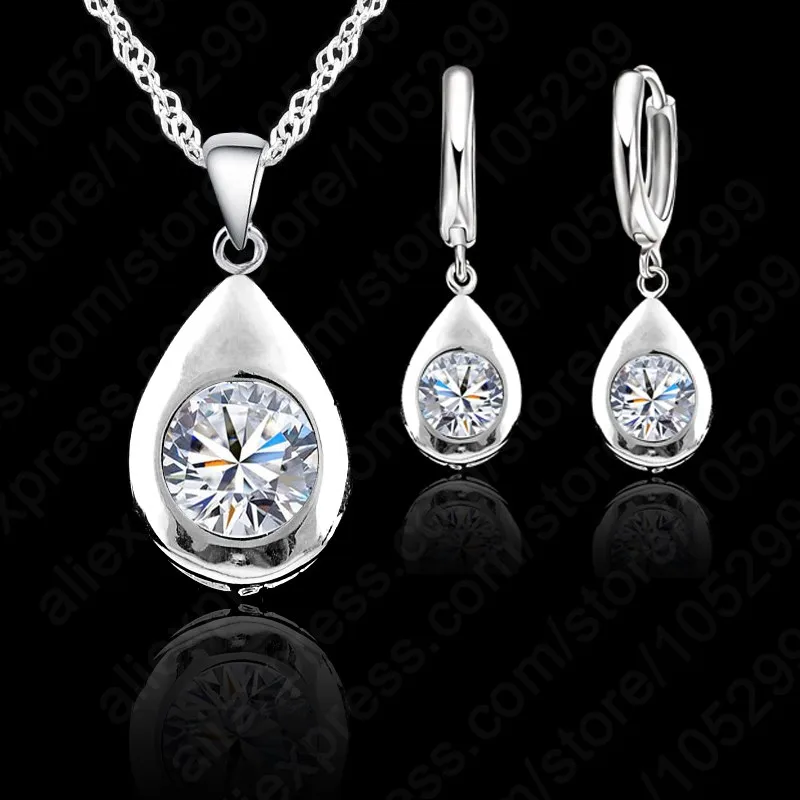 New Fashion Water Drop Shape Women Lady Jewelry Set 925 Sterling Silver Necklace Earrings Set With Round Shiny CZ
New Fashion Water Drop Shape Women Lady Jewelry Set 925 Sterling Silver Necklace Earrings Set With Round Shiny CZ