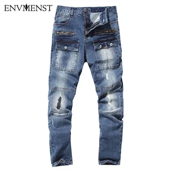 Envmenst Brand Newest High Quality Men's Jeans Pocket Designed Paint Decoration Street Denim Pants Hole Jeans for Men
Envmenst Brand Newest High Quality Men's Jeans Pocket Designed Paint Decoration Street Denim Pants Hole Jeans for Men