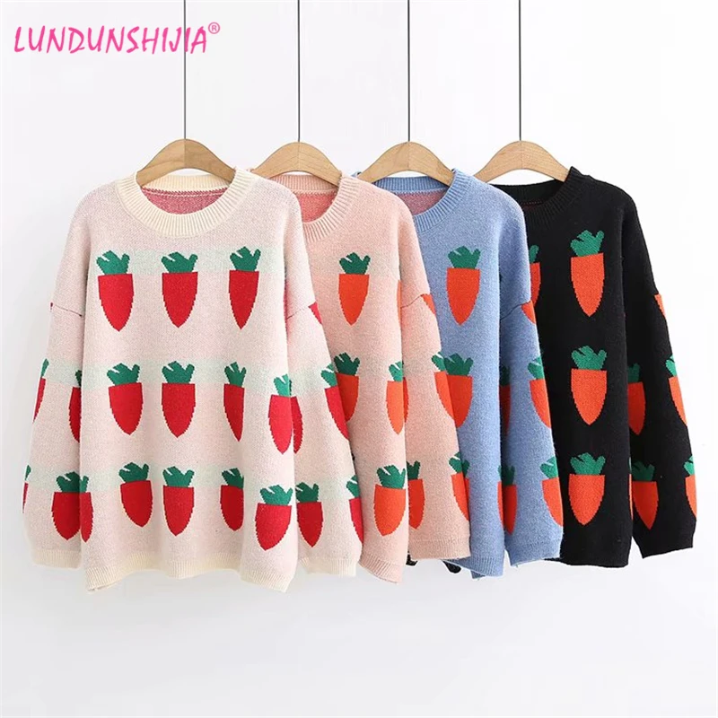 LUNDUNSHIJIA 2018 New Arrival Winter Women's Sweater Cute Carrot Printed Fashion Loose Pullovers Female Sweater 4 Colors
LUNDUNSHIJIA 2018 New Arrival Winter Women's Sweater Cute Carrot Printed Fashion Loose Pullovers Female Sweater 4 Colors